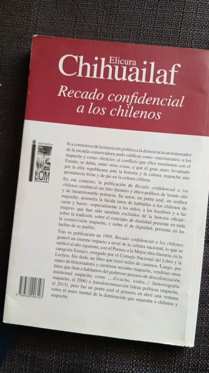 Libro 'Recado confidencial a los chilenos' de Elicura Chihuailaf - 2