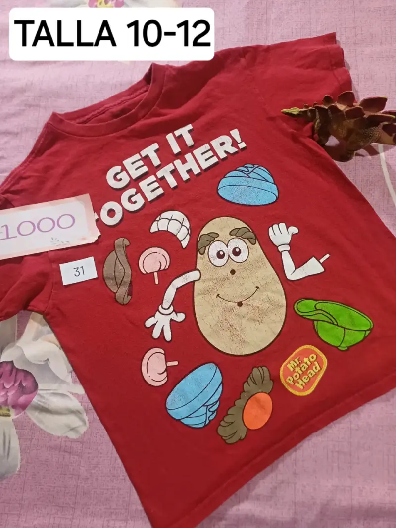 Polera infantil roja Mr. Potato Head talla 10-12