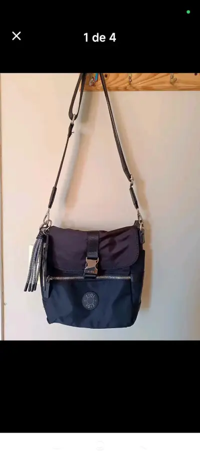 Bolso bandolera negro con cierre - miniatura 1
