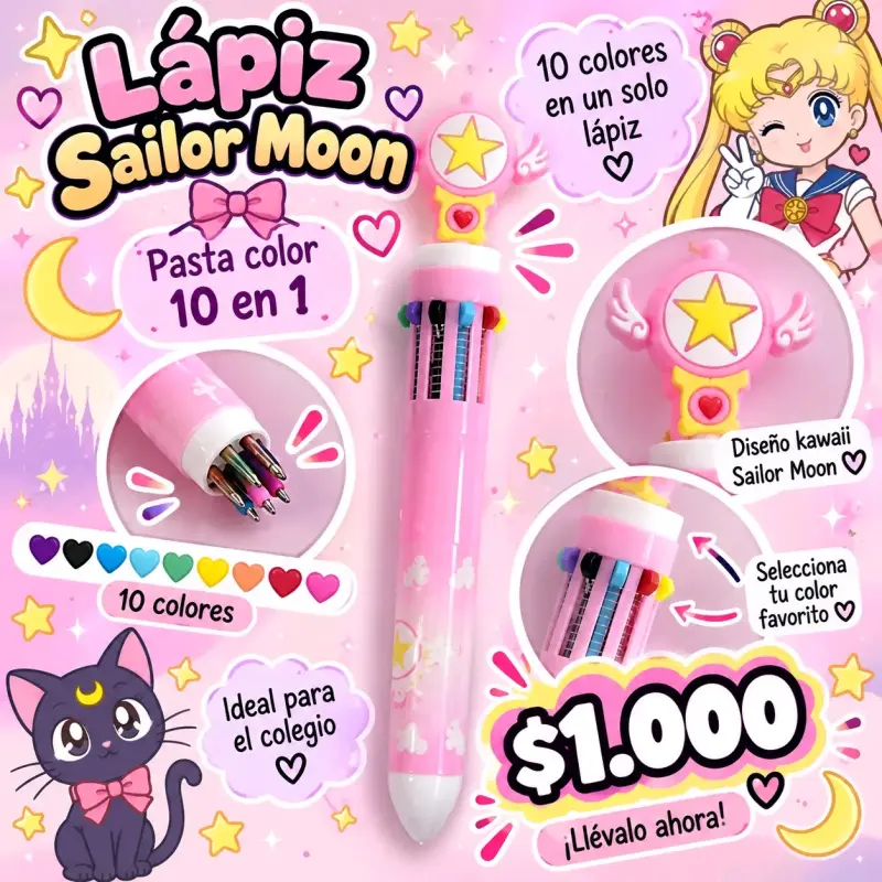 Lápiz multicolor Sailor Moon 10 en 1