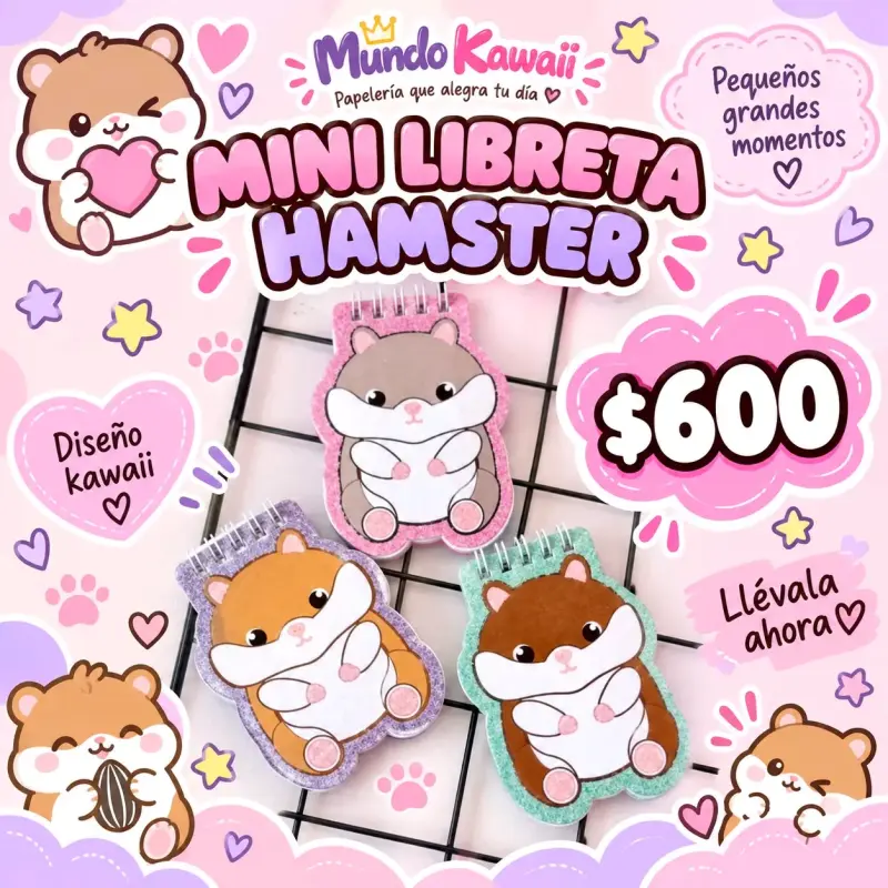 Mini Libreta Hamster Diseño Kawaii