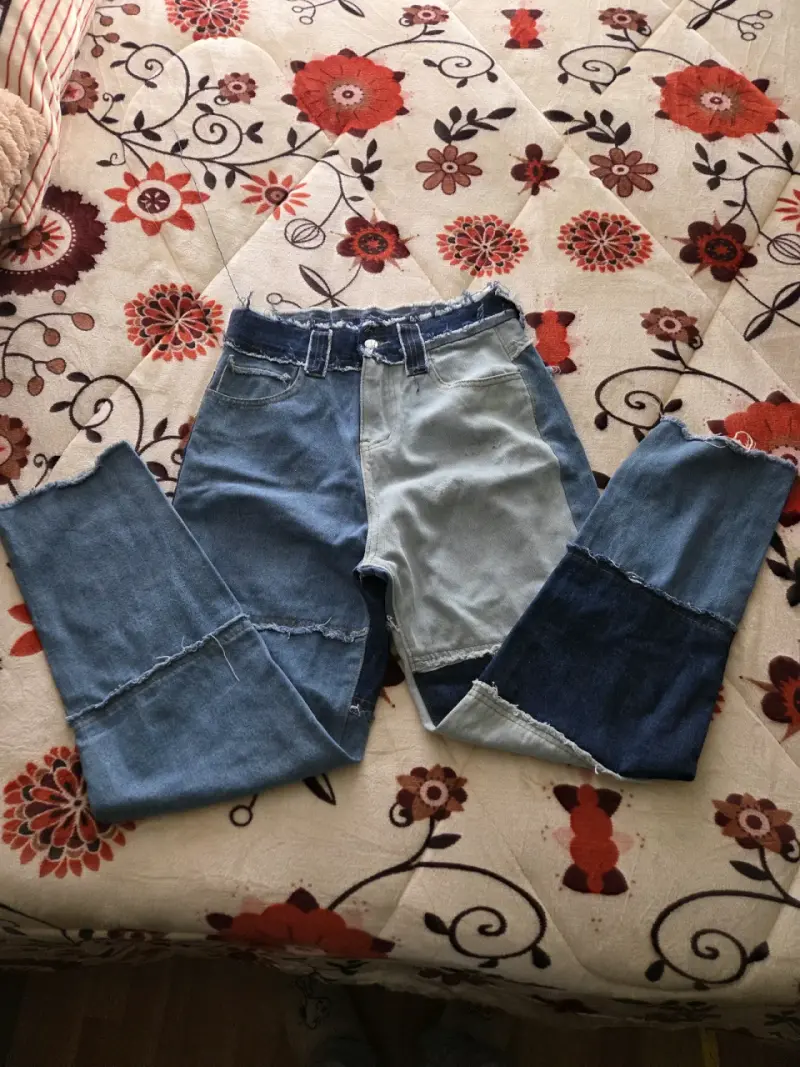 Jeans patchwork para mujer estilo vintage - 1