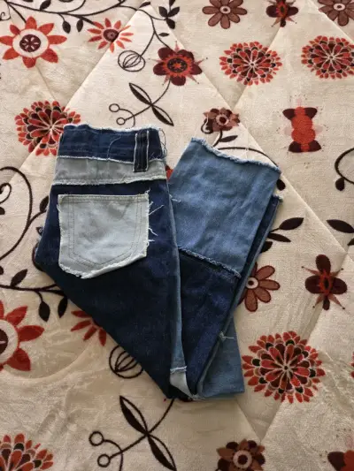 Jeans patchwork para mujer estilo vintage - miniatura 2