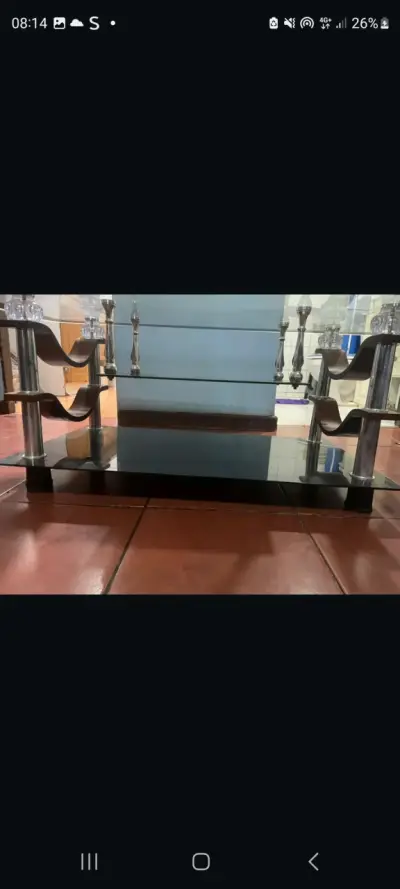 Mesa de Centro de Vidrio y Metal Moderna - miniatura 1