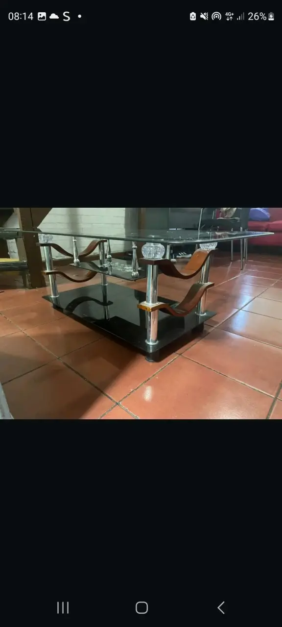 Mesa de Centro de Vidrio y Metal Moderna - 2