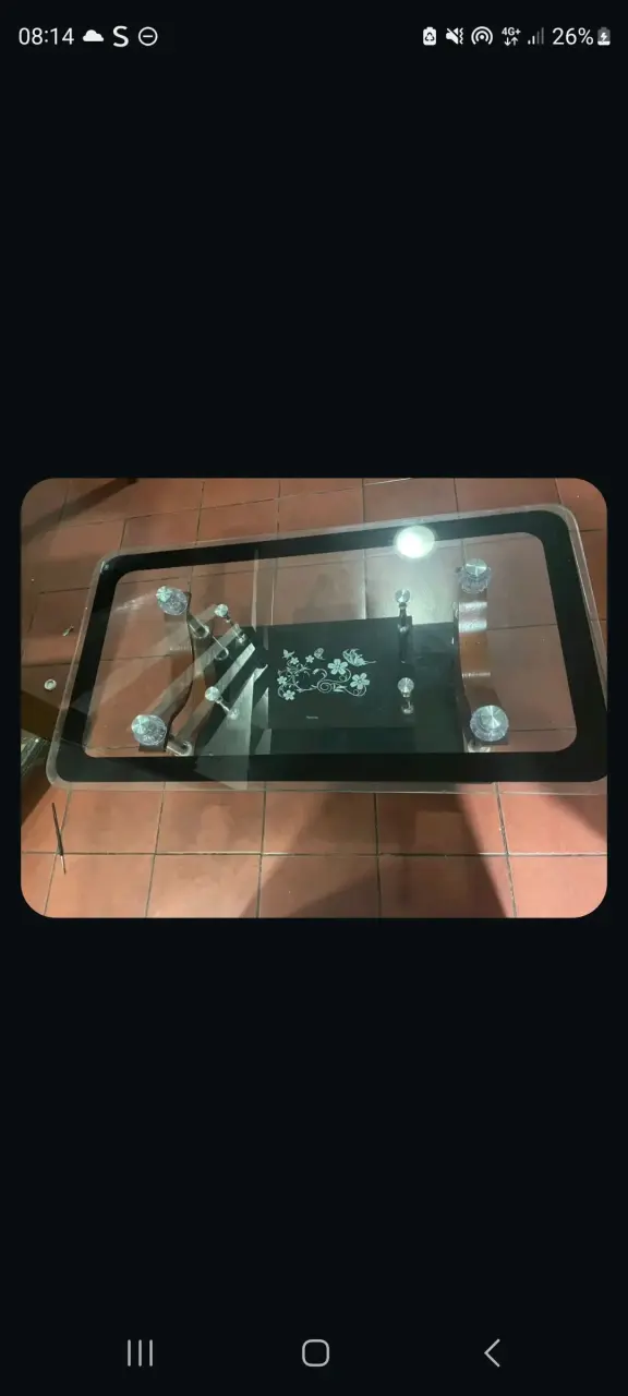 Mesa de Centro de Vidrio y Metal Moderna - 3