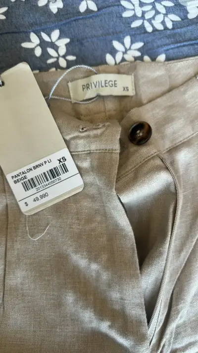 Pantalón beige de lino Privilege XS - miniatura 1