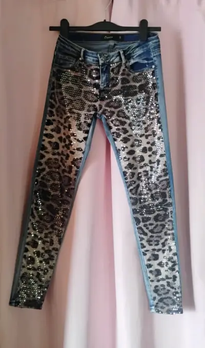 Jeans con lentejuelas animal print Sparkle - miniatura 1