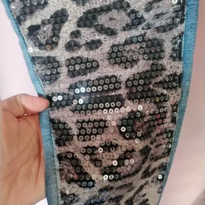 Jeans con lentejuelas animal print Sparkle - miniatura 3