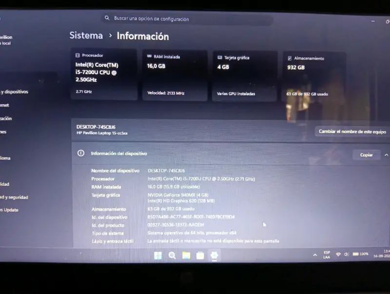 Laptop HP Pavilion con NVIDIA y RAM 16GB - 6
