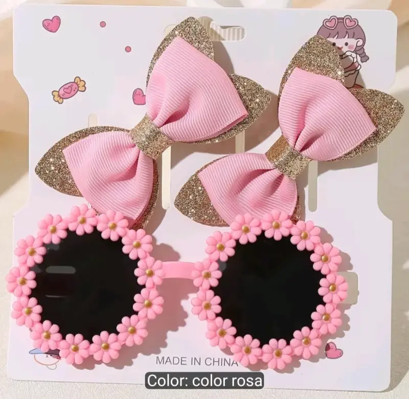 Set de Gafas y Lazos para Niñas en Colores Vivos - 2