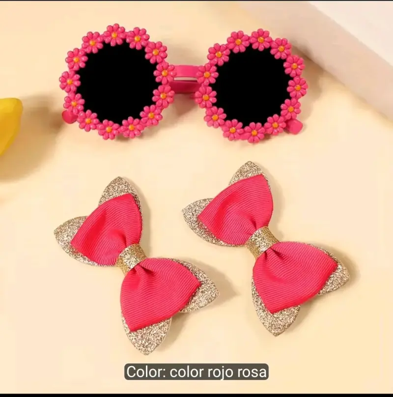 Set de Gafas y Lazos para Niñas en Colores Vivos - 3