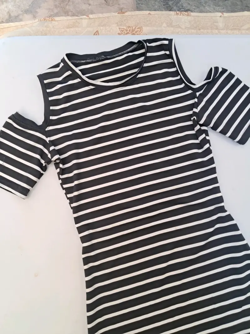 Vestido a rayas blanco y negro talla s elasticado - 2
