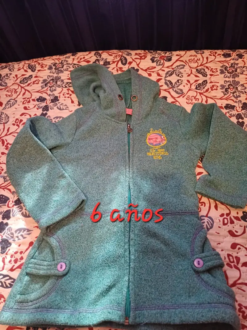 Chaqueta verde para niña 6 años con capucha