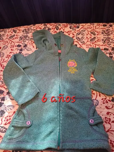 Chaqueta verde para niña 6 años con capucha - miniatura 1
