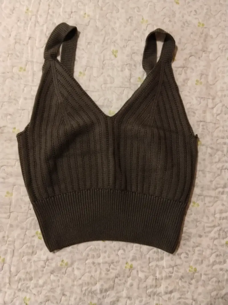 Top de punto gris para mujer