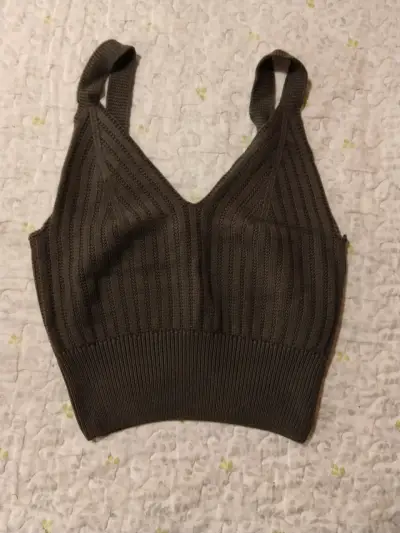 Top de punto gris para mujer - miniatura 1