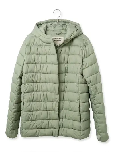 Chaqueta acolchada verde con capucha para hombre - miniatura 1