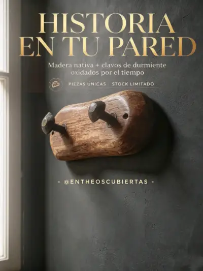 Perchero de Madera Nativa con Clavos Oxidados - miniatura 3