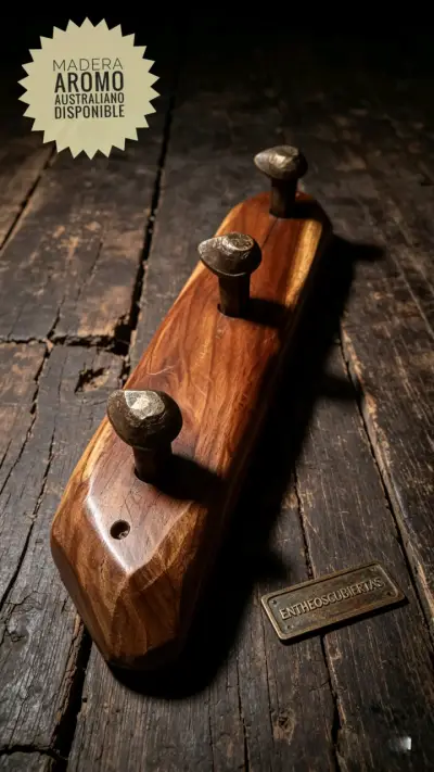 Perchero de Madera Nativa con Clavos Oxidados - miniatura 5