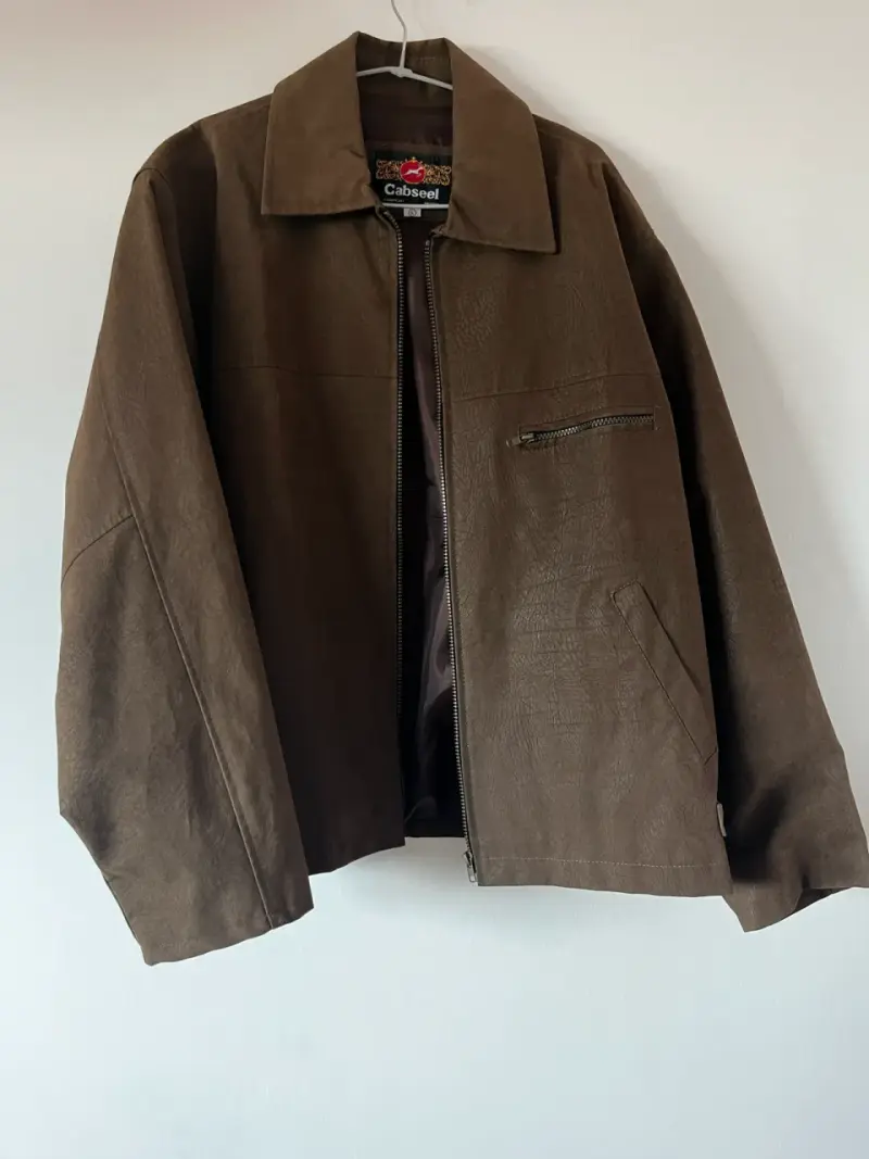 Chaqueta de cuero sintético marrón Cabseel