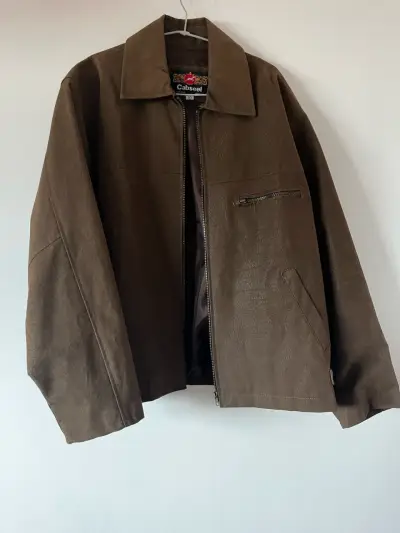 Chaqueta de cuero sintético marrón Cabseel - miniatura 1