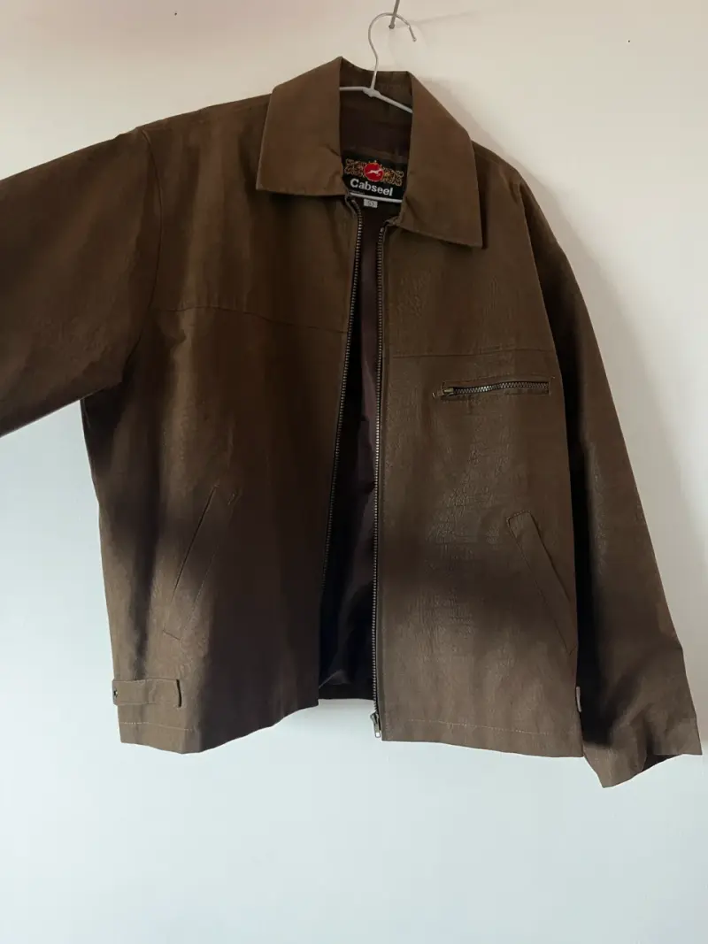 Chaqueta de cuero sintético marrón Cabseel - 2