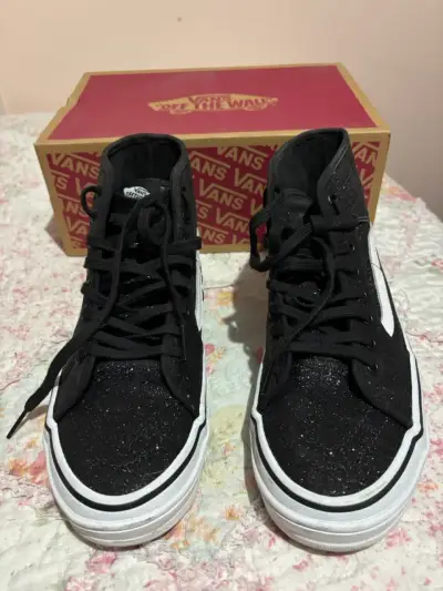 Zapatillas Vans negras con brillo para mujer - miniatura 2