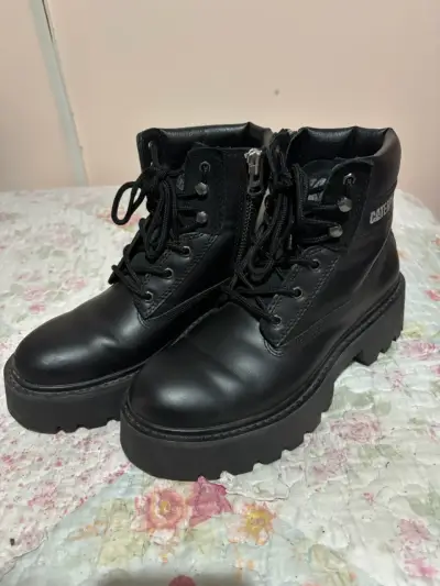 Botas de cuero negras Caterpillar con plataforma - miniatura 1
