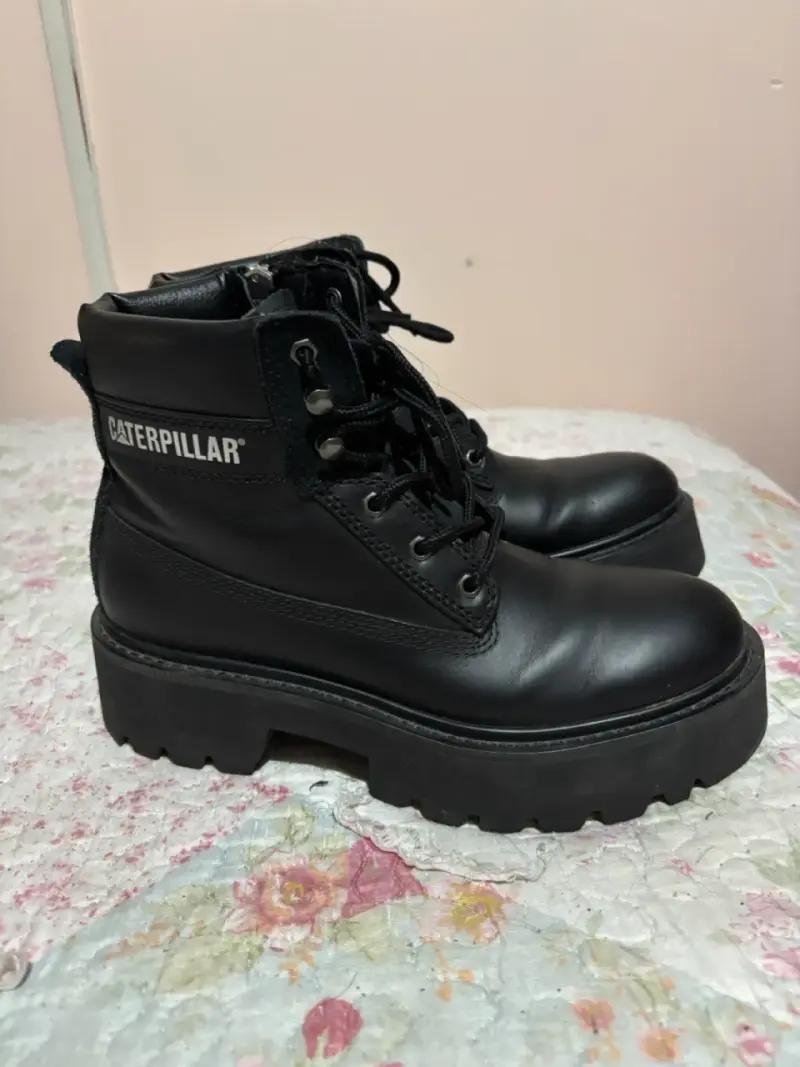 Botas de cuero negras Caterpillar con plataforma - 3