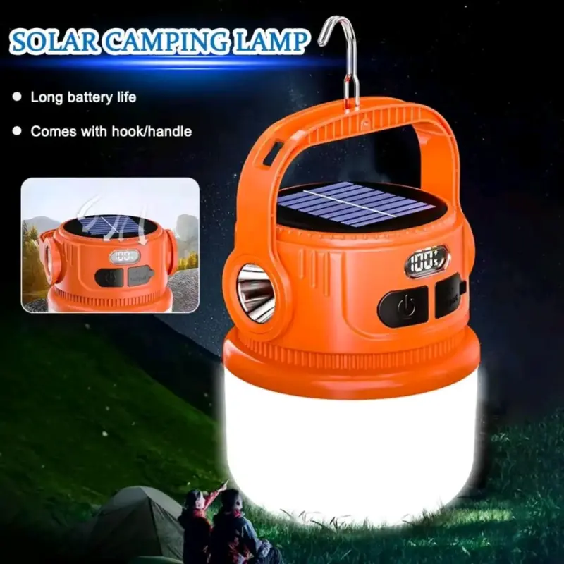 Lámpara solar portátil para camping con panel USB - 2