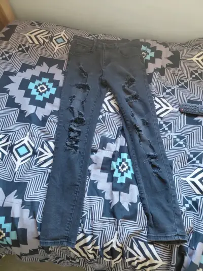 Jeans negros desgastados para hombre Hustler - miniatura 1