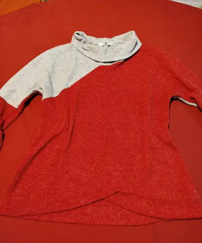 Suéter rojo y gris para mujer talla XL - miniatura 1