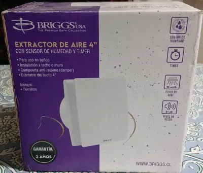 Extractor de Aire Briggs 4" con Sensor de Humedad y Timer - miniatura 1