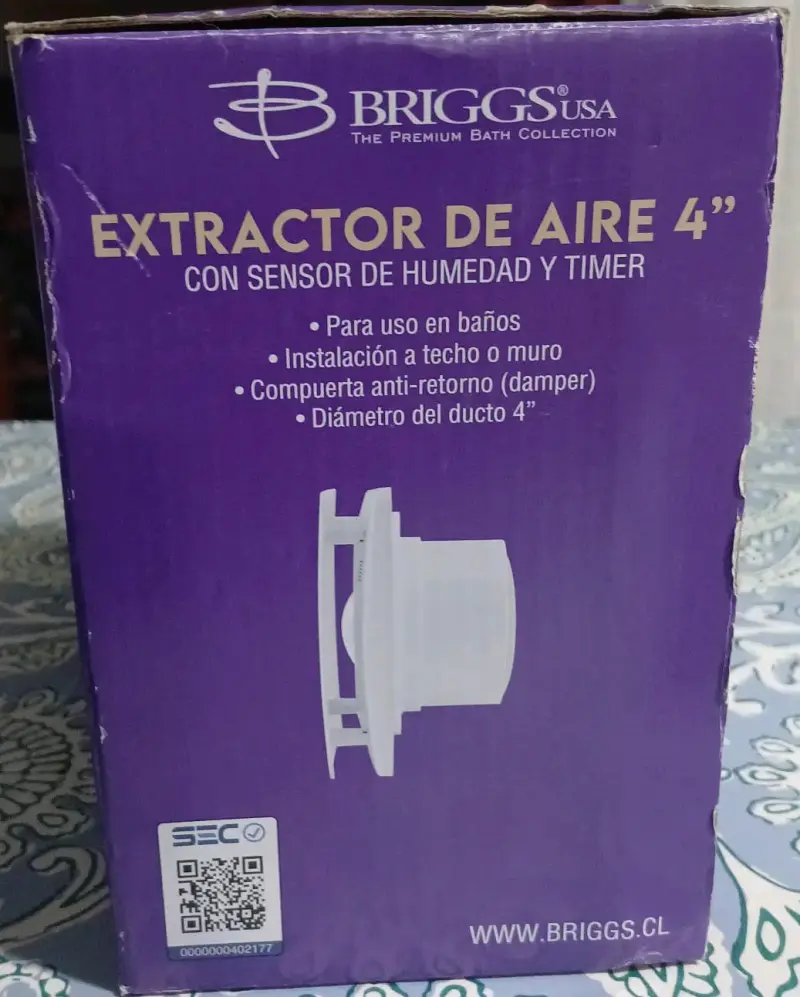 Extractor de Aire Briggs 4" con Sensor de Humedad y Timer - 2