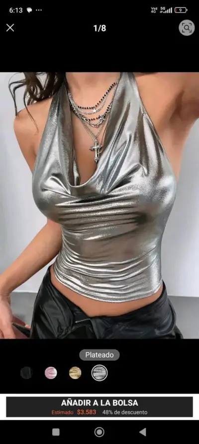 Polera de noche plateada SHEIN — Talla L - miniatura 1