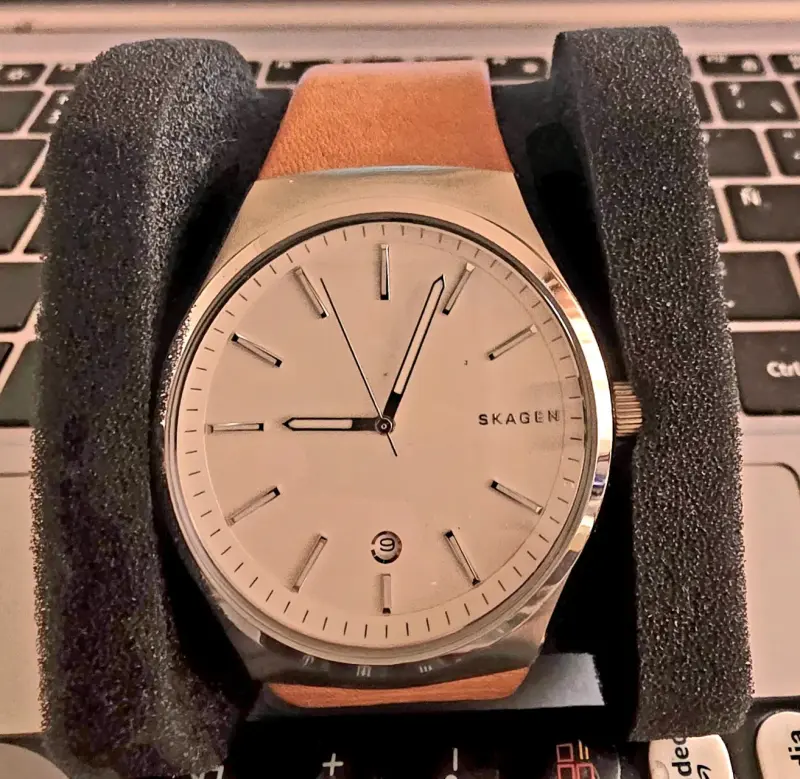 Reloj Skagen de cuero marrón para hombre
