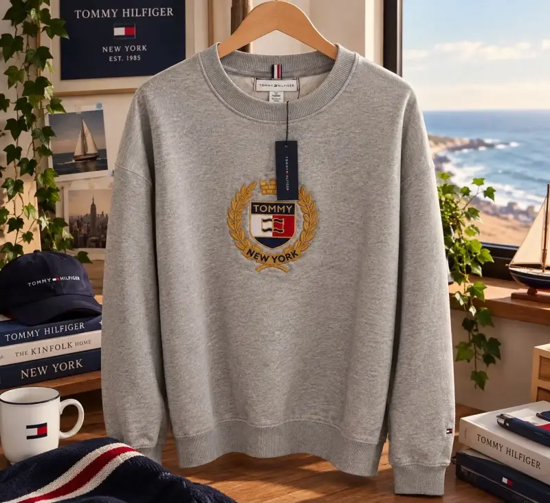 Polerón gris Tommy Hilfiger con logo bordado - 1
