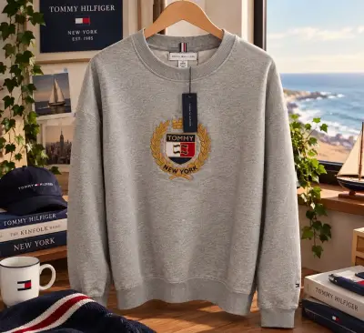 Polerón gris Tommy Hilfiger con logo bordado - miniatura 1