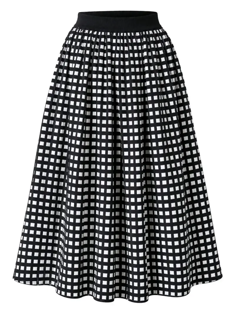 Falda midi a cuadros blanco y negro