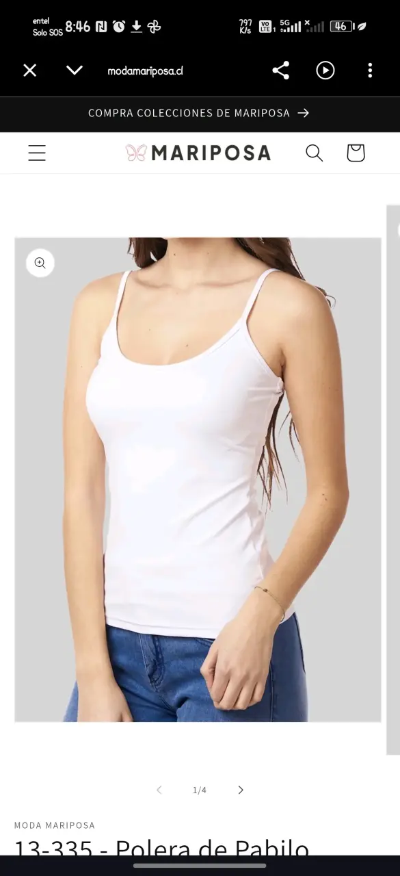 Polera de tirantes crema para mujer - 1