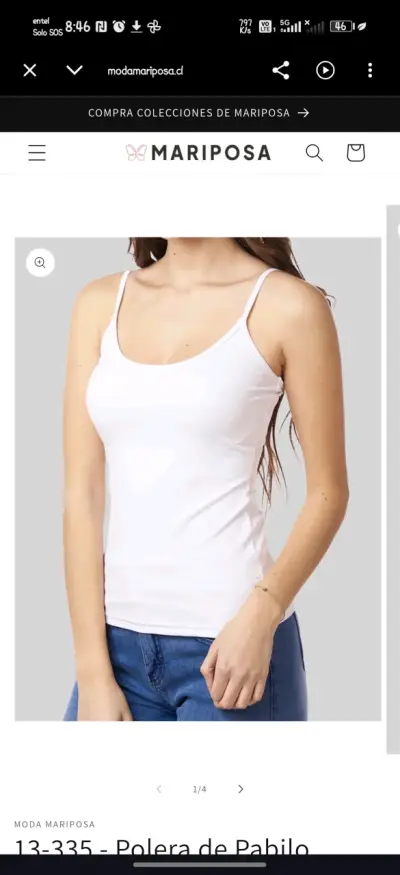 Polera de tirantes crema para mujer - miniatura 1