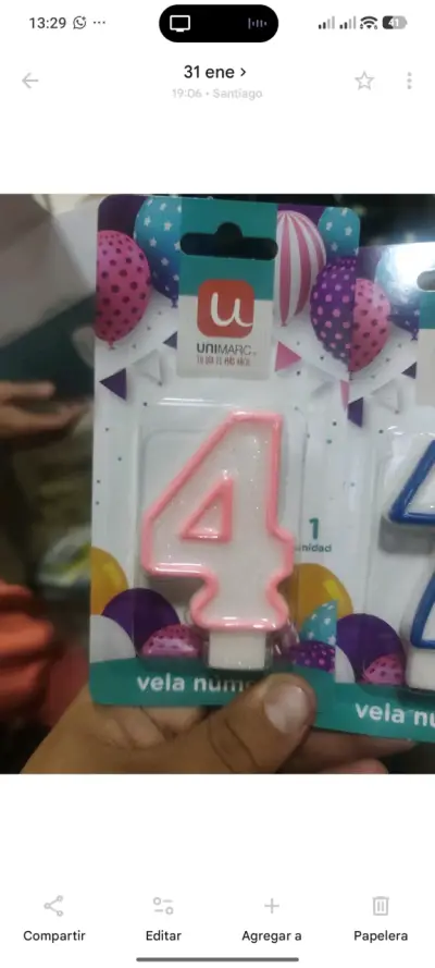 Velas de cumpleaños numéricas Unimarc y Argos - miniatura 1