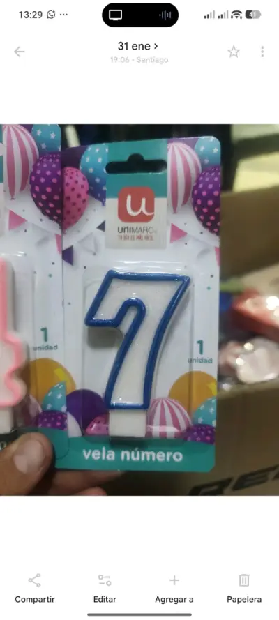 Velas de cumpleaños numéricas Unimarc y Argos - miniatura 2