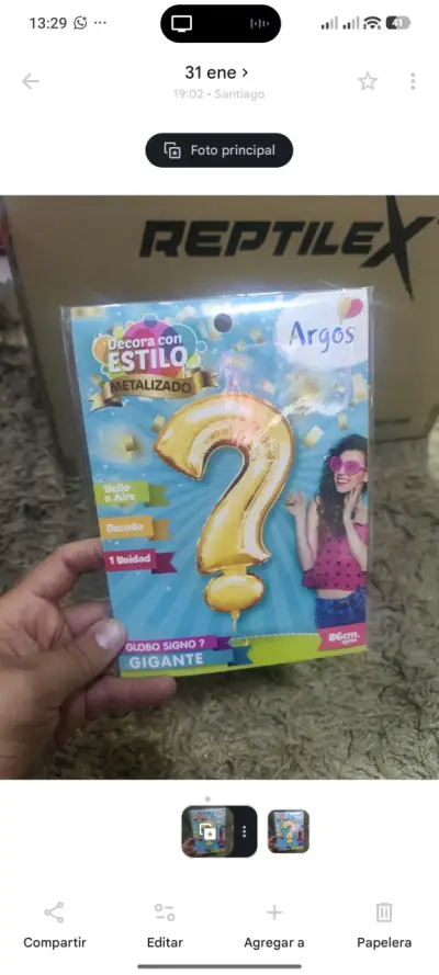 Globos metálicos gigantes dorados Argos - miniatura 1