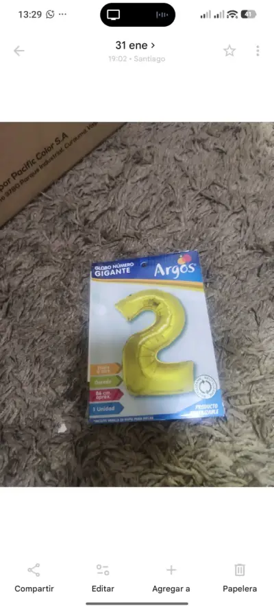 Globos metálicos gigantes dorados Argos - miniatura 2