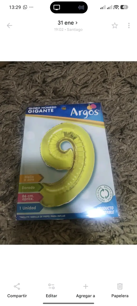 Globos metálicos gigantes dorados Argos - 3