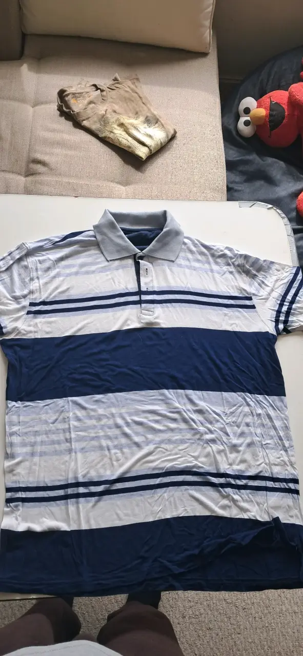 Polera Rainforest M Rayada Azul y Blanca - 1