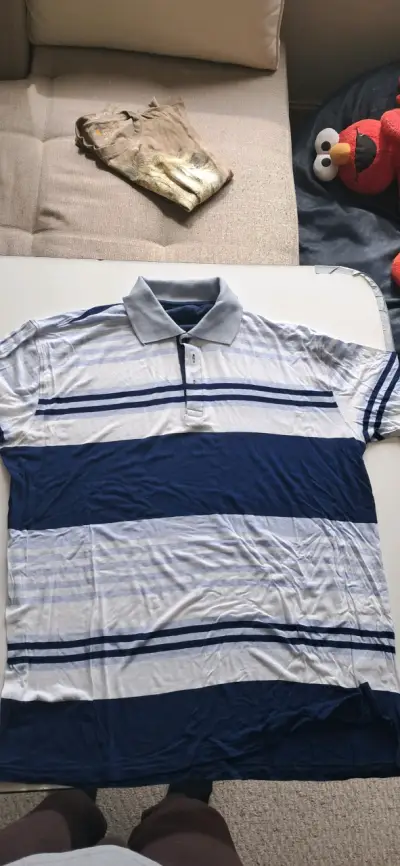 Polera Rainforest M Rayada Azul y Blanca - miniatura 1