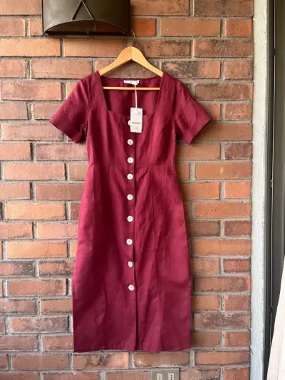 Vestido burdeo Mango nuevo S - miniatura 1
